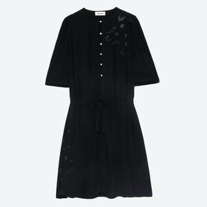 Zadig & Voltaire Rodji Diamanté Mini Embellished Black Dress Size Large